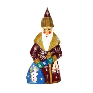Vintage Cepzueb-Tiocag Santa Clause Christmas Ornament Hand Painted Carved Wood